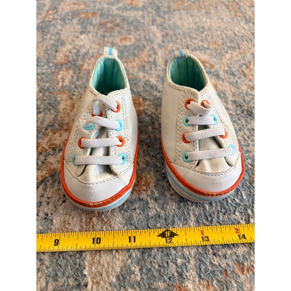 Harley Davidson Infant Baby Crib Shoes White Orange Blue - Picture 3 of 9